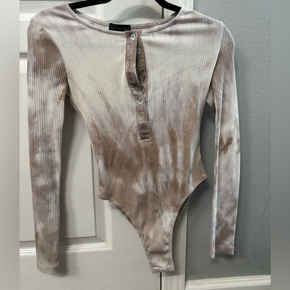 White fox long sleeve bodysuit